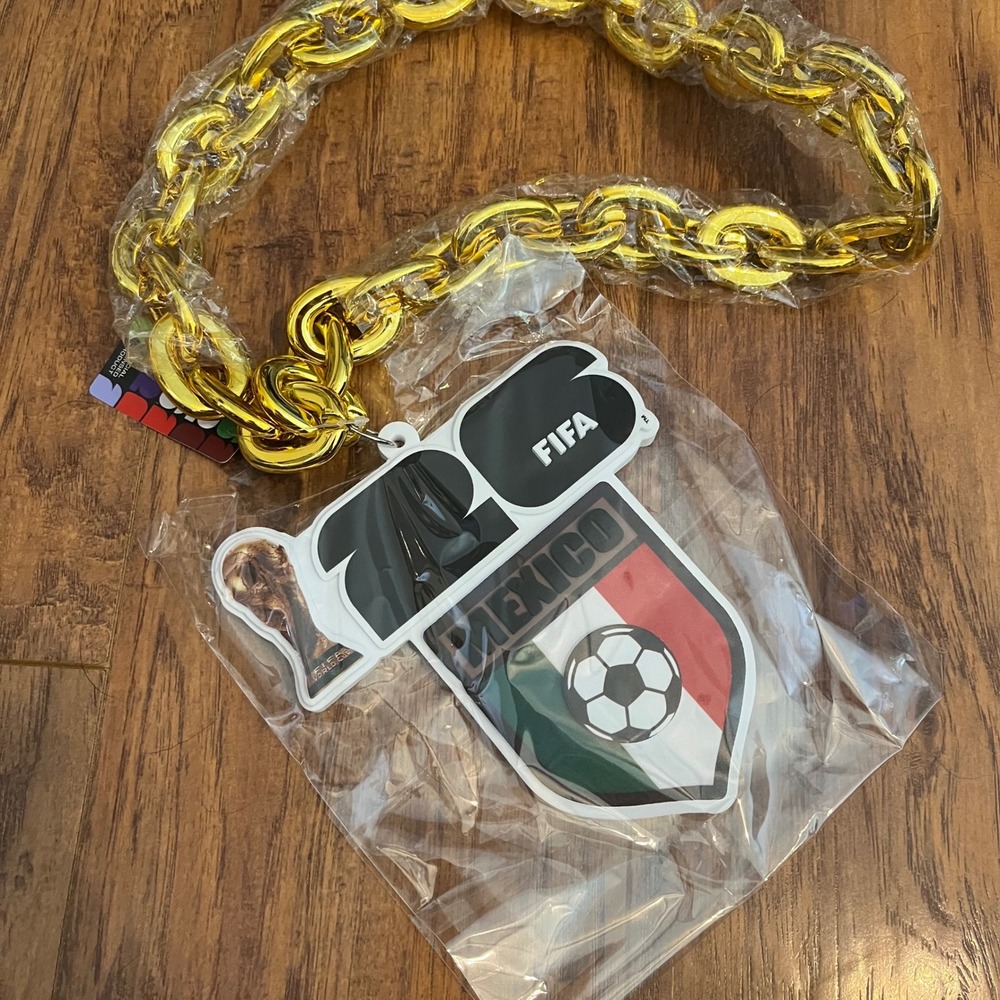 FIFA World Cup 2026 Mexico Combo Logo Fan Chain Necklace - NWT Gold Chunky Hype